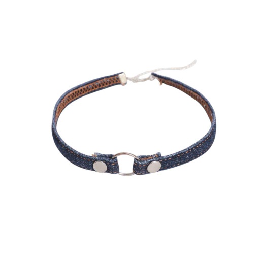 Chocker  en denim - Bleu Marine / Moutarde