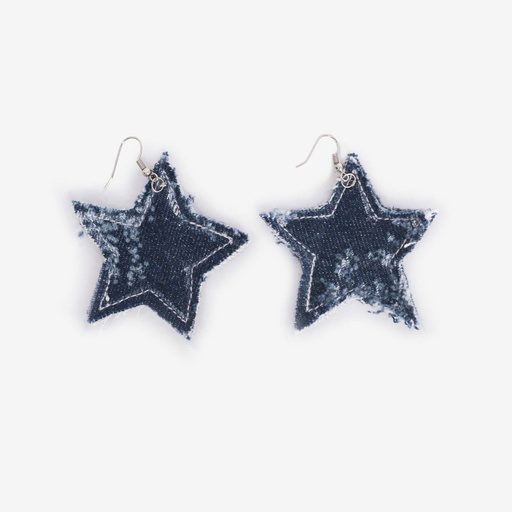[01-010-130-009-K419] Boucle d'oreille étoile en denim