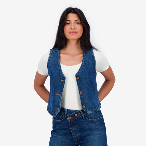 Gilet femme sans manches en jeans GHALIA  2.0