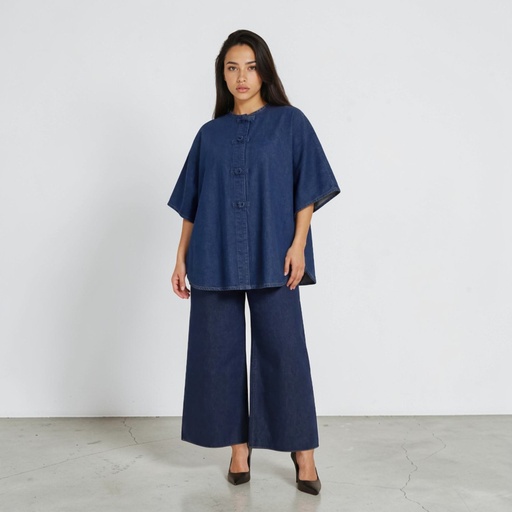 Poncho femme ZINA - Jeans  Bleu Moyen