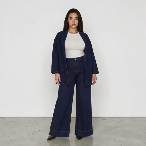 Kimono femme  denim -KARAMA 2.0 - Jeans  Bleu Foncé